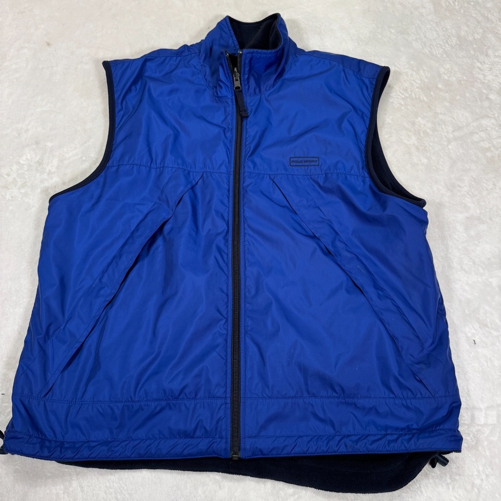 Vtg 90s Polo Sport Ralph Lauren Reversible Vest Mens Large Blue Polartec Fleece